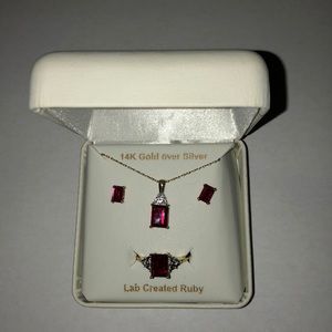 Never Worn Lab-Created Ruby 3 Piece Set